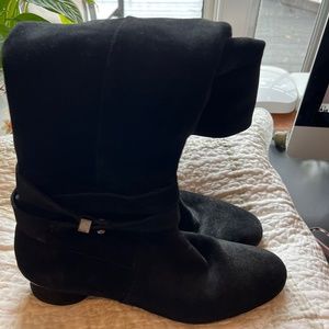 Karl Lagerfeld black suede tall boot.